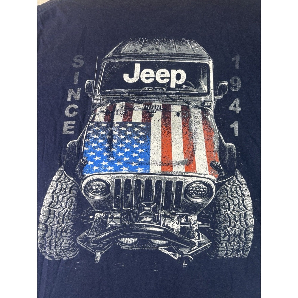 Jedco Jeep Graphic TShirt Unisex 2XL Navy American Flag Jeep Short Sleeve USA